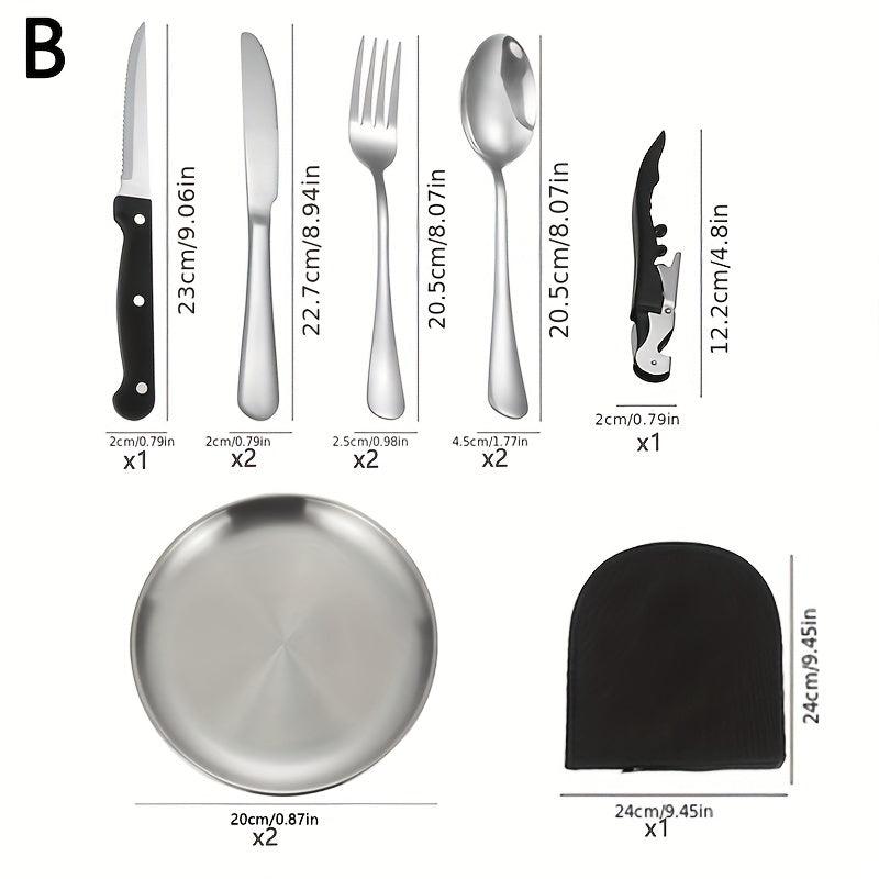 10pcs Stainless Steel Camping Cooking Utensils Set