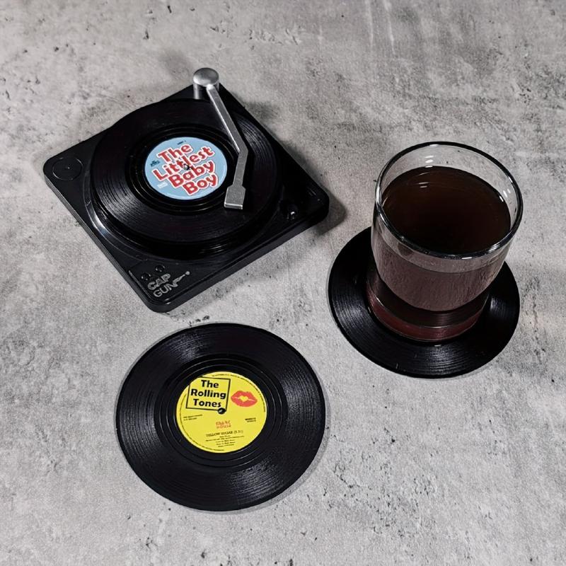 6pcs Chaos Style Vinyl Record Coasters - Table Mats for Beer and Coffee