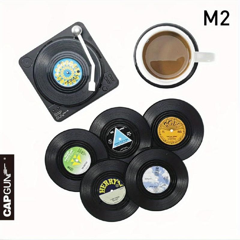 6pcs Chaos Style Vinyl Record Coasters - Table Mats for Beer and Coffee