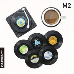 6pcs Chaos Style Vinyl Record Coasters - Table Mats for Beer and Coffee