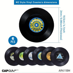 6pcs Chaos Style Vinyl Record Coasters - Table Mats for Beer and Coffee