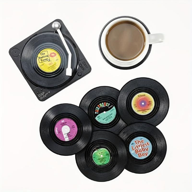 6pcs Chaos Style Vinyl Record Coasters - Table Mats for Beer and Coffee