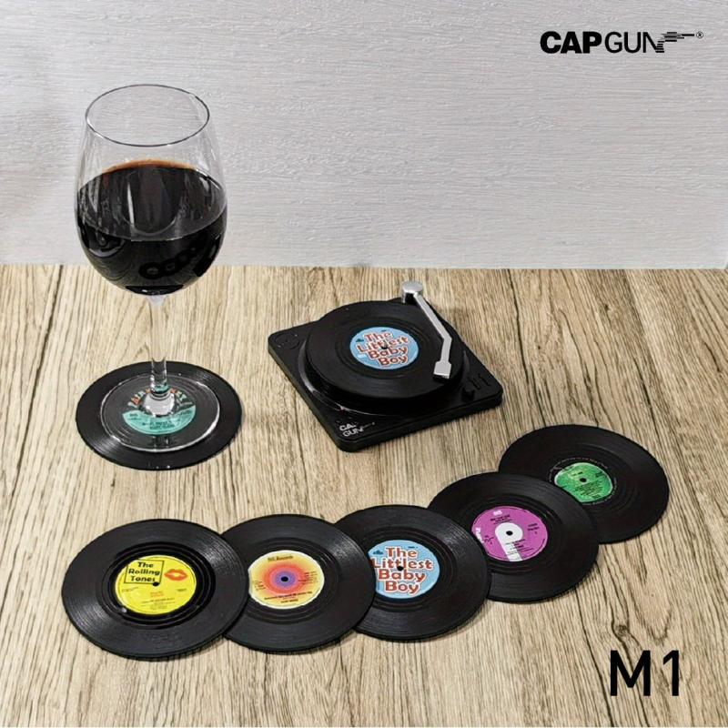 6pcs Chaos Style Vinyl Record Coasters - Table Mats for Beer and Coffee