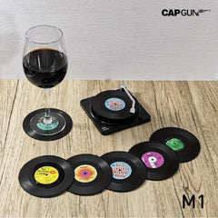 6pcs Chaos Style Vinyl Record Coasters - Table Mats for Beer and Coffee