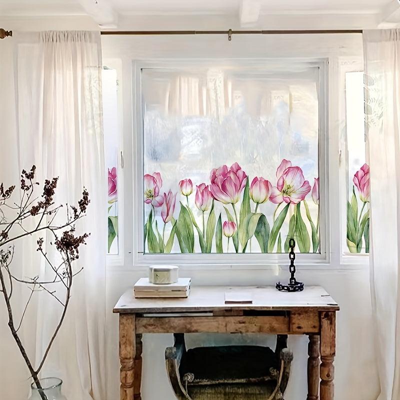 Colorful Tulip Flower Glass Window Film - Decorate Your Home with Tulips