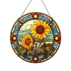 Acrylic Sunflower Round Stain Window Hanging Pendant Wall Decoration