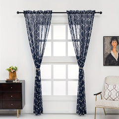 Semi Sheer Voile Curtains with Stylish Stamping Pattern