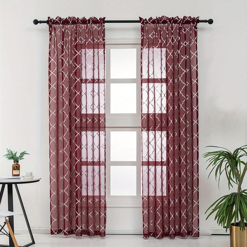 Semi Sheer Voile Curtains with Stylish Stamping Pattern