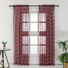 Semi Sheer Voile Curtains with Stylish Stamping Pattern