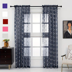 Semi Sheer Voile Curtains with Stylish Stamping Pattern