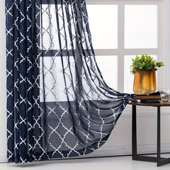 Semi Sheer Voile Curtains with Stylish Stamping Pattern