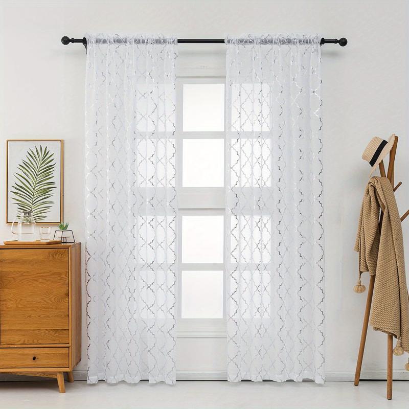 Semi Sheer Voile Curtains with Stylish Stamping Pattern