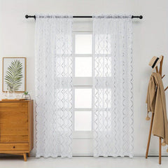 Semi Sheer Voile Curtains with Stylish Stamping Pattern