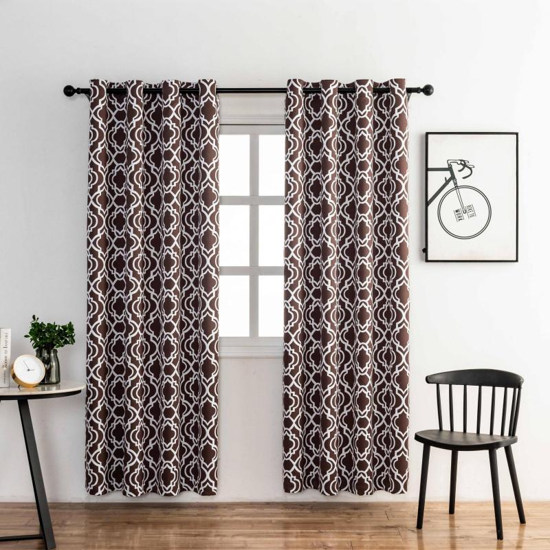 Blackout Printed Curtain Room Darkening Thermal Insulated Grommet Top Curtain