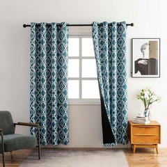 Blackout Printed Curtain Room Darkening Thermal Insulated Grommet Top Curtain