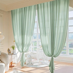 Translucent Sheer Curtain with Rod Pocket for Home Decor