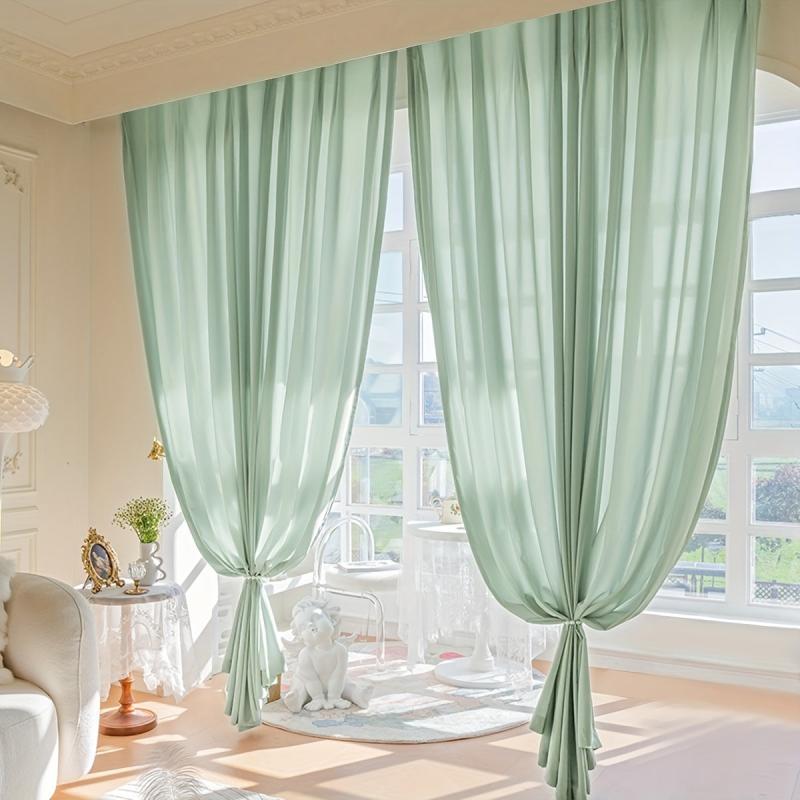 Translucent Sheer Curtain with Rod Pocket for Home Decor