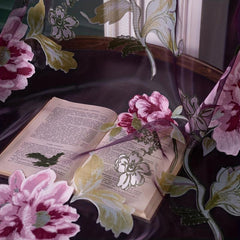 Purple Flower Printed Sheer Curtain for Home Decor