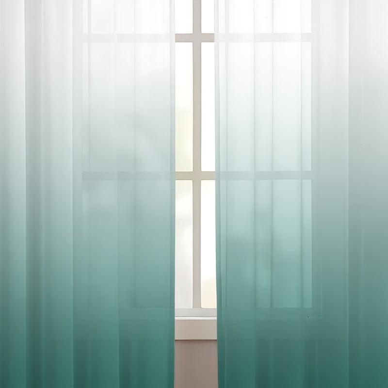 2 Panels Gradient Rod Pocket Sheer Curtains for Home