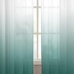 2 Panels Gradient Rod Pocket Sheer Curtains for Home