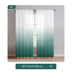 2 Panels Gradient Rod Pocket Sheer Curtains for Home