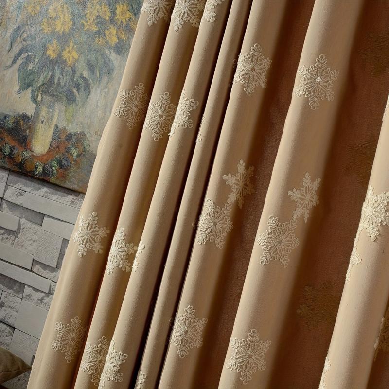 Semi Blackout Embroidery Curtain for Living Room Decor