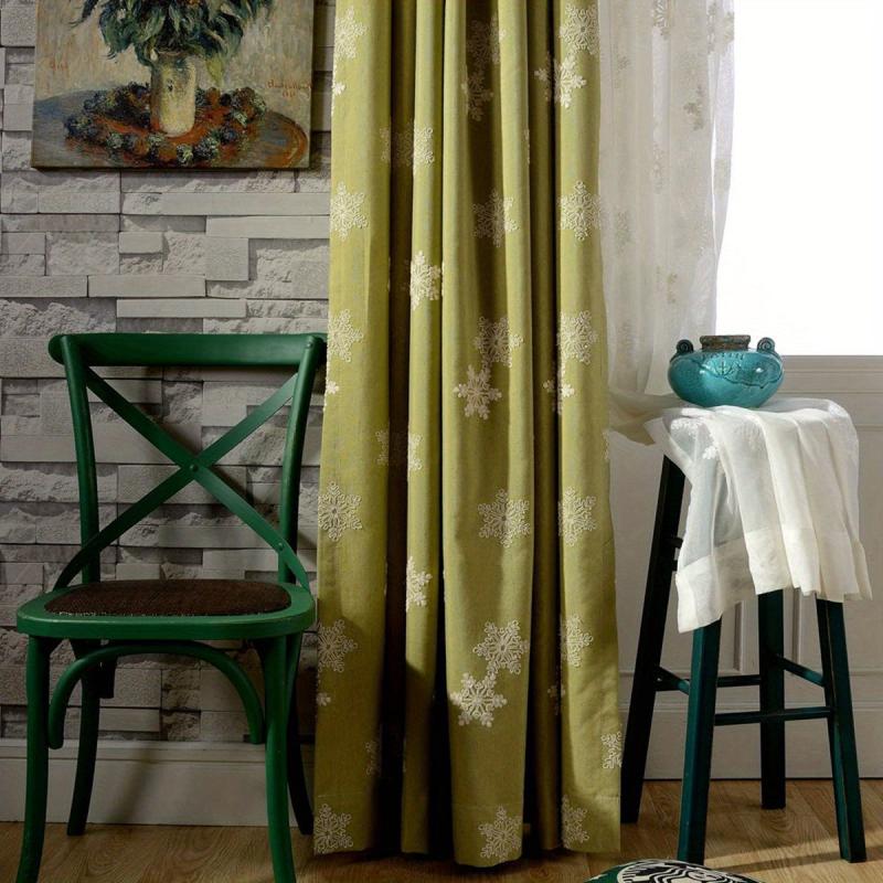 Semi Blackout Embroidery Curtain for Living Room Decor