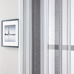 Striped Pattern Sheer Grommet Top Curtain for Home Decoration