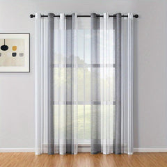 Striped Pattern Sheer Grommet Top Curtain for Home Decoration