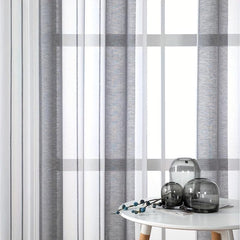 Striped Pattern Sheer Grommet Top Curtain for Home Decoration