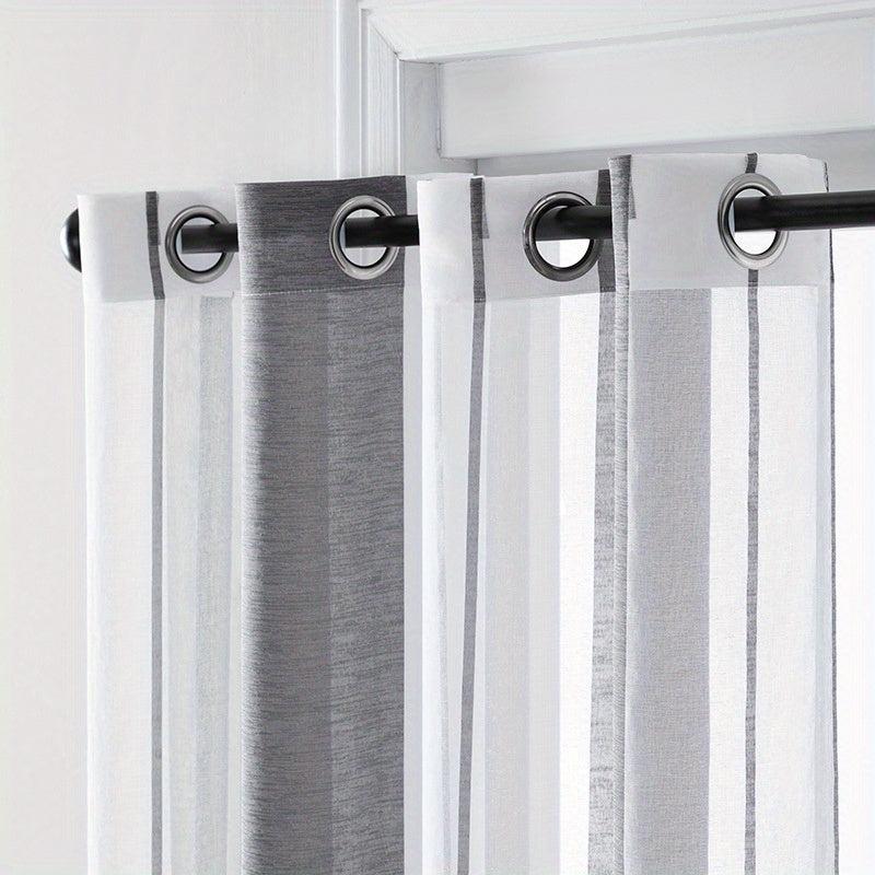 Striped Pattern Sheer Grommet Top Curtain for Home Decoration