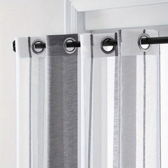 Striped Pattern Sheer Grommet Top Curtain for Home Decoration