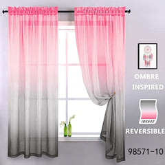 Gradient Sheer Curtains Two Tone Wear Rod Style Home Decor
