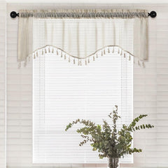 Japanese Linen Short Valance Curtain with Tassel Rod Pocket