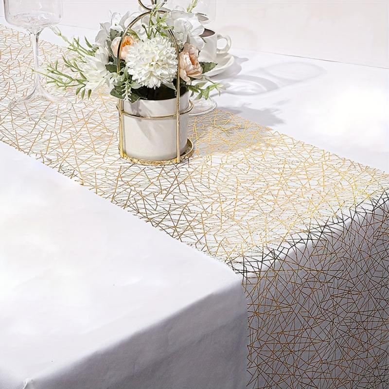 Sparkling Golden Table Runner for Weddings and Parties