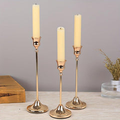 Set Of 3 Candlestick Holders Metal Candle Stick Holders For Table Centerpiece