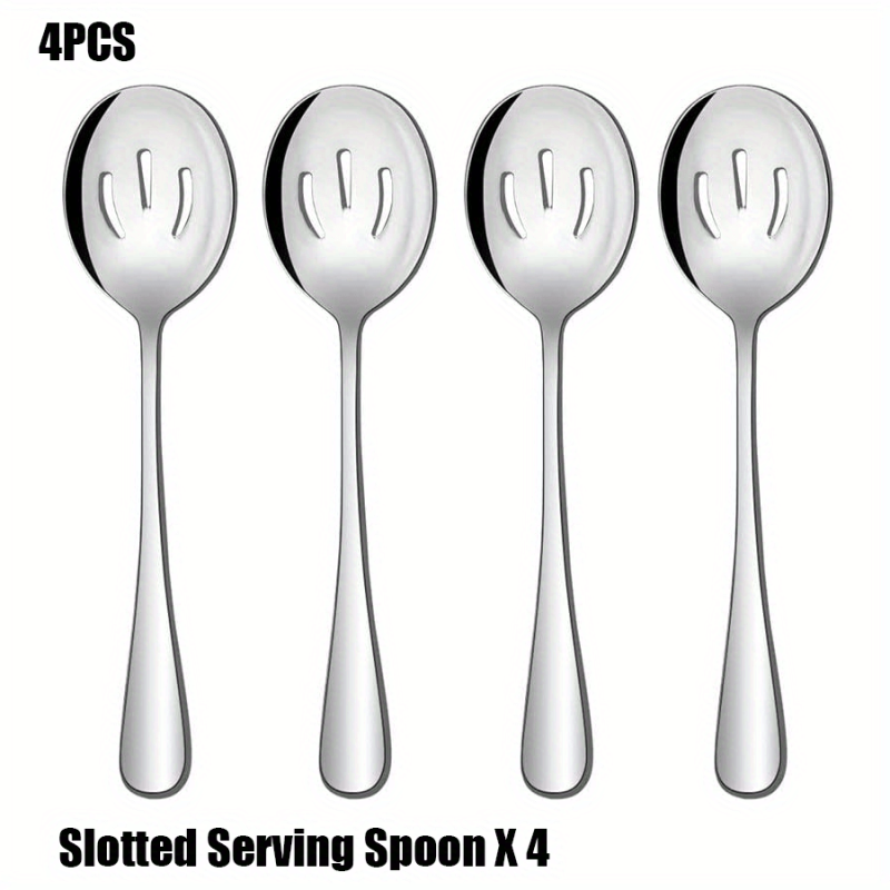 4pcs Buffet Serving Spoons Stainless Steel Set for Party Dining Utensils