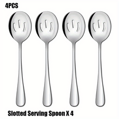 4pcs Buffet Serving Spoons Stainless Steel Set for Party Dining Utensils