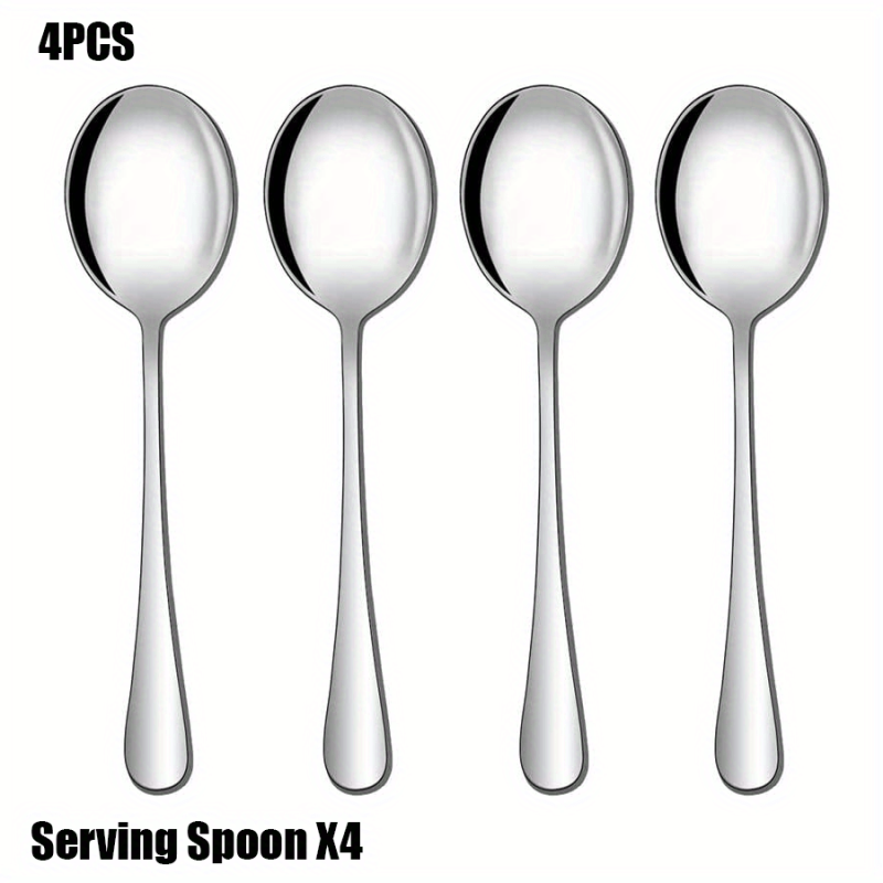 4pcs Buffet Serving Spoons Stainless Steel Set for Party Dining Utensils