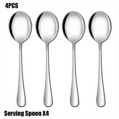4pcs Buffet Serving Spoons Stainless Steel Set for Party Dining Utensils