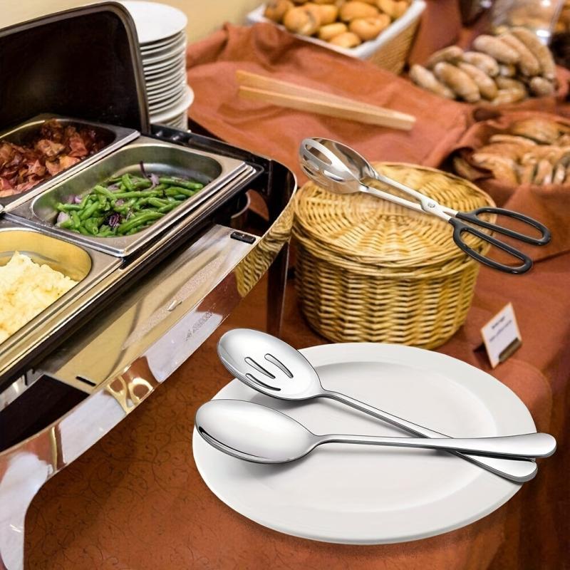 4pcs Buffet Serving Spoons Stainless Steel Set for Party Dining Utensils