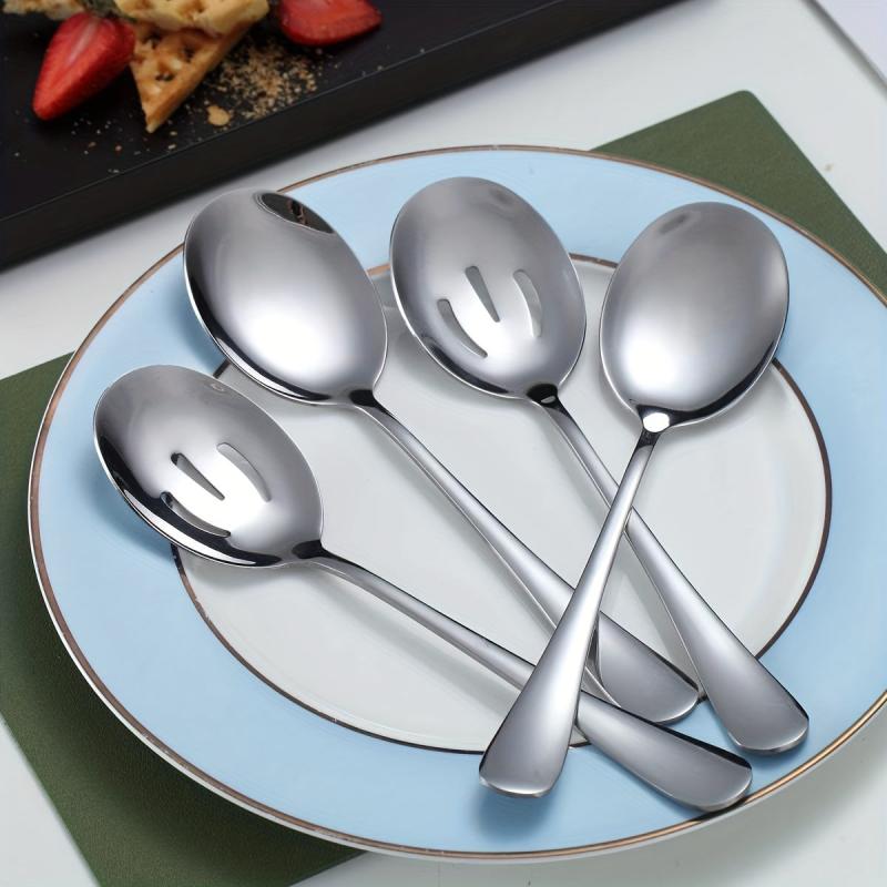 4pcs Buffet Serving Spoons Stainless Steel Set for Party Dining Utensils