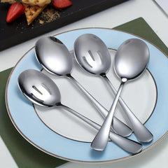 4pcs Buffet Serving Spoons Stainless Steel Set for Party Dining Utensils