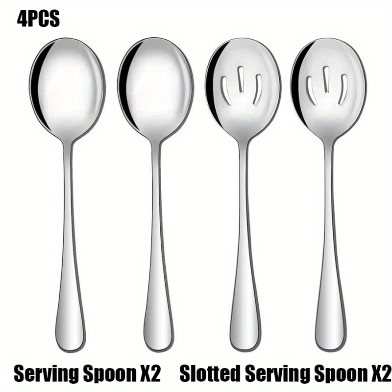 4pcs Buffet Serving Spoons Stainless Steel Set for Party Dining Utensils