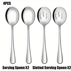 4pcs Buffet Serving Spoons Stainless Steel Set for Party Dining Utensils