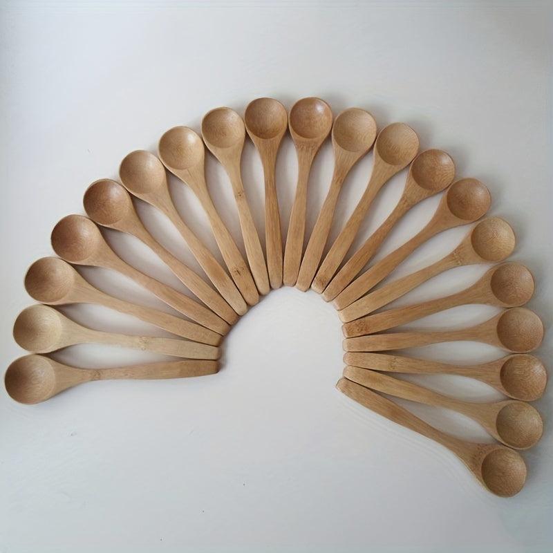 10pcs Wooden Long Handle Spoons for Coffee & Dishes