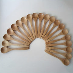 10pcs Wooden Long Handle Spoons for Coffee & Dishes