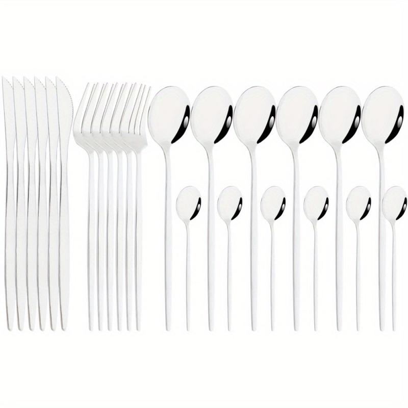 24 pcs Stainless Steel Cutlery Set Golden Mirror Finish Fork Spoon