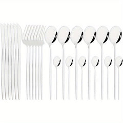 24 pcs Stainless Steel Cutlery Set Golden Mirror Finish Fork Spoon