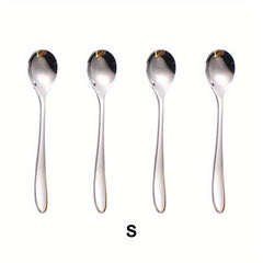 4pcs Stainless Steel Dessert Spoon Modern Stirring Reusable Ice Cream Spoon